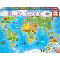 Puzzle - Enfant - Carte du monde - 150 pièces - 48 x 34 cm - Dès 6 ans - Educa