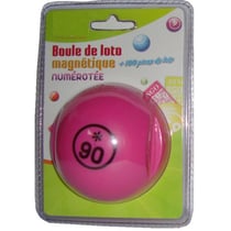 Boule de loto magnetique numerotee rose + 100 pions de loto - ramasse pions - lotoquine