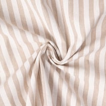 Tissu Toile Polycoton aspect Lin Rayé blanc sur fond Naturel