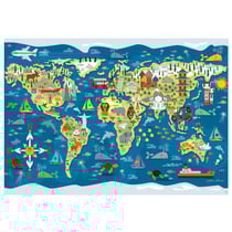 Puzzle mappemonde monuments et animaux 200 pieces - planisphere, carte, geographie - educa - 19292