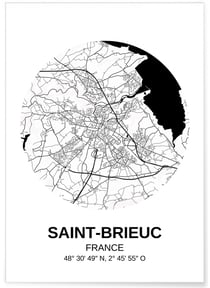 Affiche Carte Saint-Brieuc | A3 : 29,7x42cm