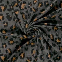 Tissu Velours tout doux Tess motif léopard sur fond Gris