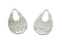 2 Pendentifs goutte martelée et courbée 34*18mm argenté