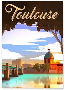 Affiche ville Toulouse | A3 : 29,7x42cm