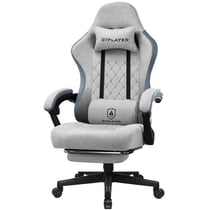 Chaise gaming GTPLAYER dossier papillon - Tissu - Gris - 50 x 54 x 135 cm