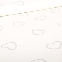 Tissu Coton Satiné extensible Cœurs argentés sur fond Blanc