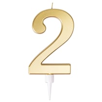 Bougie géante or - chiffre 2