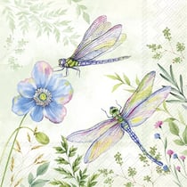 Lot de 4 serviettes en papier découpage collage 33 cm LIBELLULE FLEUR O 207