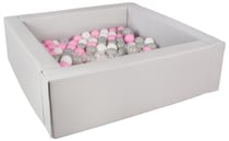 Piscine à balles carrée avec 200 balles - gris/blanc, transparent, rose clair, gris