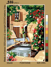 Canevas antique La fontaine 30x40cm