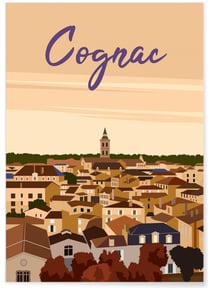 Affiche ville Cognac | A3 : 29,7x42cm