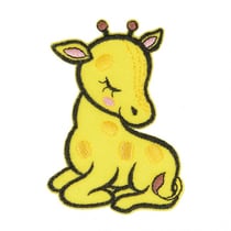 Lot de 3 écussons thermocollants animal endormi tissu bio girafe 6cm x 4cm