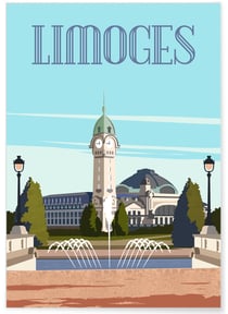 Affiche ville Limoges 3 | A3 : 29,7x42cm