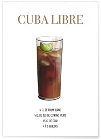 Affiche Cocktail Cuba Libre | A3 : 29,7x42cm