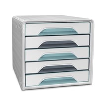 Bloc de classement 5 tiroirs standards Smoove Vert d'eau et gris - CEP