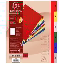 Intercalaires Polypro - 6 Positions - 1 À 6 - A4+ - Exacompta