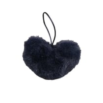 Pompon fourrure artificielle cœur 45x 65mm bleu marine