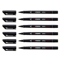 Lot de 6 stylos-feutres permanents pointe moyenne 1 mm - STABILO - Noir