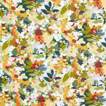 Tissu Toile de Polycoton Champs Fleuris Eté sur fond Blanc - Au mètre