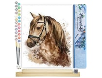 Peinture par Numéro Figured'Art - Cheval brun - Kit de Loisir Créatif DIY Numéro d'Art Complet - 40x50cm toile roulée + châssis en bois à monter