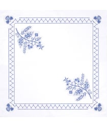 Kit de nappe au point de croix - Floral bleu - 80 x 80 cm - Trimits Blanc