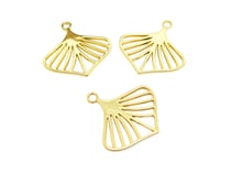 4 Breloques pendentifs feuille 23*22mm doré clair