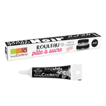 Pâte à sucre en rouleau noir Ø 36 cm + Stylo de glaçage noir