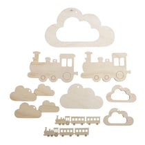 10 pendentifs en bois pour mobile petit train