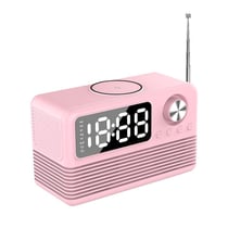 Enceinte Bluetooth 5.3 Rose Radio Réveil LED Chargeur Sans Fil 15W Rose YONIS