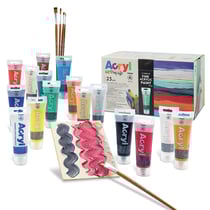 Coffret 16 peintures acrylique et accessoires