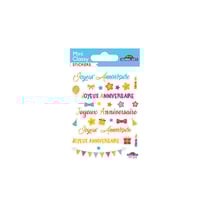 Stickers - "Joyeux Anniversaire" - Couleur et paillettes - 1,8 cm