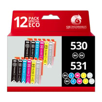 Pack compatible Canon PGI-530 CLI-531 12 cartouches - 123CONSOMMABLES