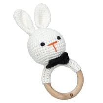 Hochet coton tricot bois naturel