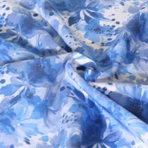 Tissu Viscose Sanfor Aqua bleu sur fond Blanc