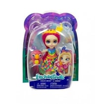 Enchantimals little sister : poupée peachy perroquet 10 cm et chatter - figurine animal, accessoires - mattel - hcf99