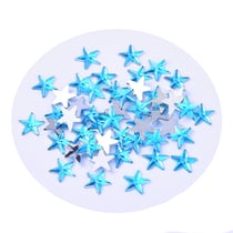 30 Perles cabochon étoile strass bleu 10 mm acrylique à coller - dos argenté - création diy