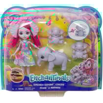 Enchantimals poupee esmeralda l'elephant mammoth prunie graceful - figurine 15 cm - animal zoo elephant - mattel gtm30