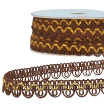Bobine 25m Galon robe fil métallisé Marron Café 14mm