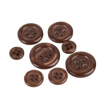 Lot de 6 boutons ronds 4 trous marron