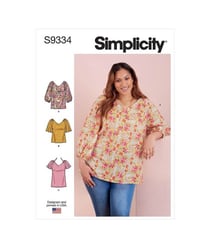 Patron Simplicity 9334 - Top ample avec decollete V e variations de manches raglan du 38 au 56 (FR)