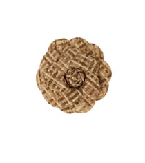 Broche fleur carreaux 7,5cm beige