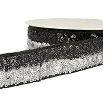 Bobine 13m Galon paillettes bicolore 32mm Argent/noir