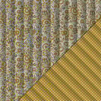 Tissu Matelassé réversible Léna fleurs vintage et pois Moutarde