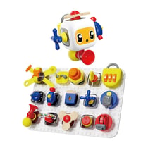 Set Busy Board Delux - Cube et Planche - 15 Gadgets - Serrures - Klaxon - Boutons