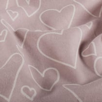 Tissu Flanelle de Coton Emy cœurs Blanc sur fond Rose poudré