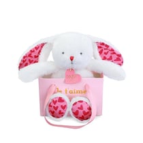 LAPIN JE T'AIME en sac cadeau - 25 cm