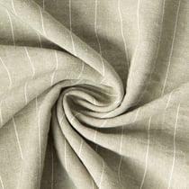 Tissu Polyviscose Lin lavé Clémence fines rayures Blanc sur fond Vert amande