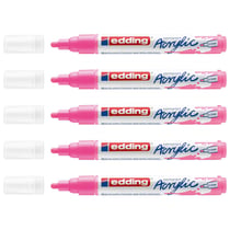 Lot de 5 marqueurs peinture acrylique pointe moyenne 2-3 mm - EDDING - Rose fluorescent