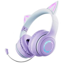 Casque Audio Sans Fil Oreilles De Chat RGB Pour Gaming Et Musique Violet 2 YONIS