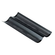 Plaque perforée 2 baguettes - antiadhérent Obsidian - 380 x 160 mm